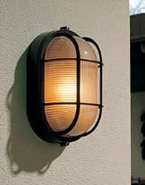 Hubbell Outdoor Lighting BOF-02 28W Euroluxe Wall or Ceiling Mount Decorative Oval Fluorescent Wallpack, Black Finish