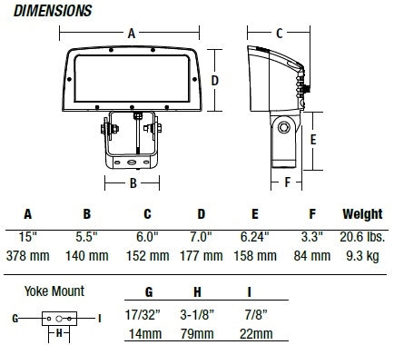 Hubbell Outdoor Lighting FLL-28L 100W Large Architechtural LED Floodlight, Yoke Mount, Wide Beam, 120-277V, 8054 Lumens, 5000K, Bronze Finish