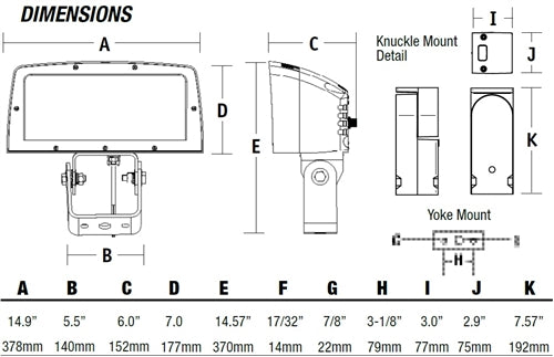 Hubbell Outdoor Lighting FLL-28L-95-5K-7-W-U-K 95W LED Floodlight, 28LEDs, 5000K, 70 CRI, 6x6 Distribution, 120-277V, Knuckle Mount