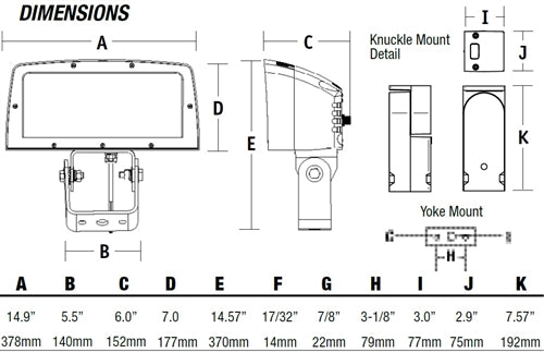Hubbell Outdoor Lighting FLL-28L-95-4K7-W-U-Y-BLT-PC 96W LED Floodlight, Yoke Mount, Wide Beam, 120-277V, 8054 Lumens, 4000K, with Photocell, Bronze Finish