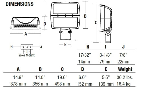 Hubbell Outdoor Lighting FXL-190-Y 200W LED Floodlight, 120-277V, Wide Beam Spread, 16358 Lumens, Bronze Finish