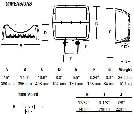 Hubbell Outdoor Lighting FXL-56L 199W Large Architechtural LED Floodlight, Yoke Mount, Wide Beam, 120-277V, 16358 Lumens, 5000K, Bronze Finish