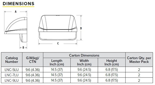 Hubbell Outdoor Lighting LNC-5LU-5K-2-DBS 12.9W 5 LEDs Wallpack, Wall Mount, Full Cut Off, 120-277V, 5000K, Type II Distribution, Dark Brone Gloss Smooth Finish