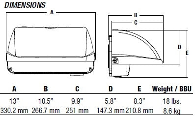 Hubbell Outdoor Lighting LNC3-24L-3K-050-4-3-WH 41W Medium Litepak Wallpack, 3000K, 500mA, Type IV Distribution, 240V, White Finish