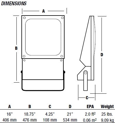 Hubbell Outdoor Lighting MLED-80LU-5K-M-BZ 179W Magnuliter LED Floodlight, 80 LEDs, 120-277V, 5000K, Medium 5x5 Beam Spread, Bronze Finish