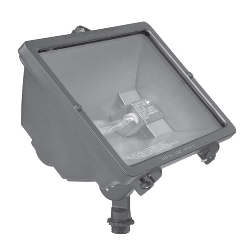 Hubbell Outdoor Lighting Q-500-W 500W 120V Q Series Quartz Floodlight, Lamp Not Included, 6(100°) x 5(86°) Photometry, White Finish