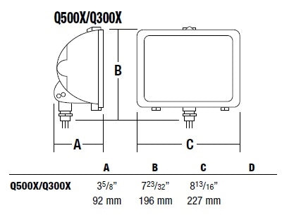 Hubbell Outdoor Lighting Q-500-W 500W 120V Q Series Quartz Floodlight, Lamp Not Included, 6(100°) x 5(86°) Photometry, White Finish