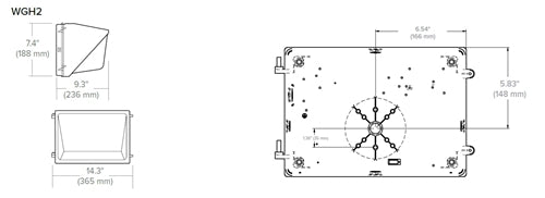 Hubbell Outdoor Lighting WGH2-70-LSCS-UNVC 30-70W LED Wallpack, 120-347V, Type 4 Distribution, 4800-10,700 Lumens, Switchable CCT 3000K, 4000K, 5000K