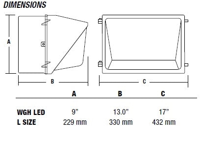 Hubbell Outdoor Lighting WGH-225L-4K-U-L 97W LED Glass Wallpack, 120-277V, Type IV Distribution, 10151 Lumens, 4000K, Bronze Finish