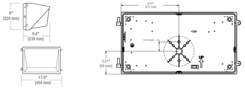 Hubbell Outdoor Lighting WGH3-LSCS 80-120W LED Glass Wallpack, 120-277V, 9800-17,150 Lumens, 4000K/5000K, Bronze Finish