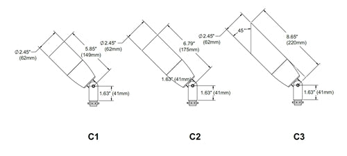 Hydrel PLACER A P1 80CRI 27K 120 25DEG FLC WMC S9036 C2 DBL Sign light with 90 degree 36" Stem, Black Finish