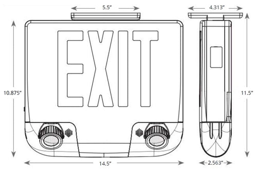 Isolite DCL-R-U-BA-BA-MTEBP Die-Cast LED Exit & Emergency Combo, Red Letters, Universal Face, Brushed Aluminum Face Color, Brushed Aluminum Frame Color, Universal Mount