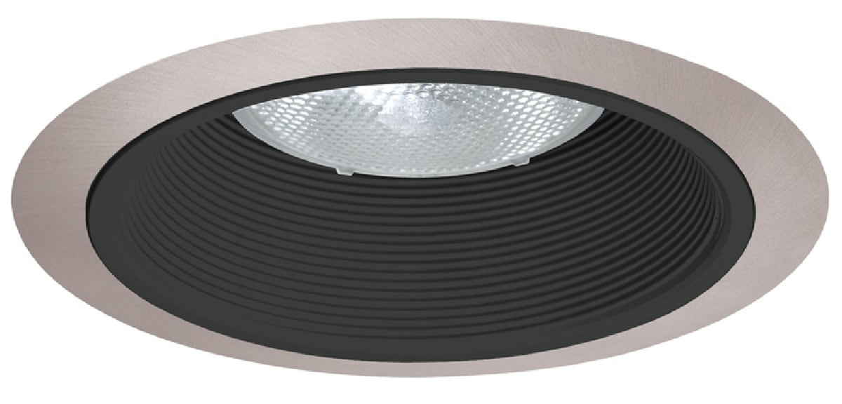 Juno Recessed Lighting 24B-SC (24 BSC) 6" LED, Line Voltage, Tapered Baffle Trim, Black Baffle, Satin Chrome Trim