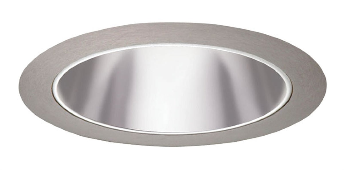 Juno Recessed Lighting 27PT-SC (27 PTSC) 6" LED, Line Voltage, Tapered Cone Trim, Pewter Reflector, Satin Chrome Trim