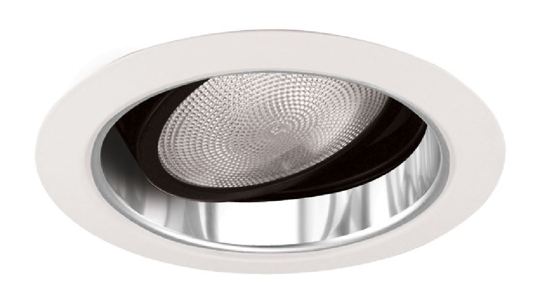 Juno Recessed Lighting 689C-WH (689 CWH) 5" Line Voltage Gimbal Ring in Cone Trim, Clear Reflector, White Trim