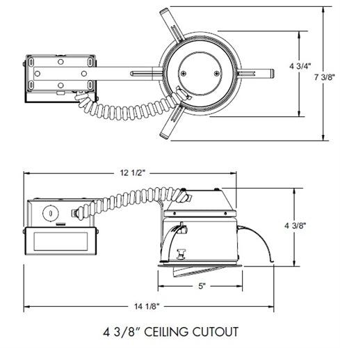Juno IC1RALED G4N 06LM MVOLT ZT10 Recessed Lighting 4" LED Adjustable Remodel IC Type Recessed Housing, 600 Lumens, Universal Driver 120-277V 0-10V 10% Dimming