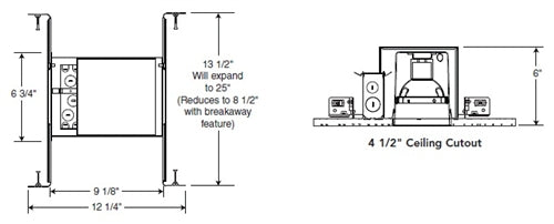 Juno Recessed Lighting IC1S (IC1 S) 4" New Construction Line Voltage IC type Housing with Smaller Bar Hangers