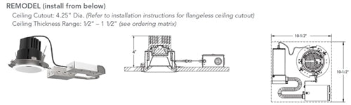 Juno Aculux INIT3 AR 12LM 30K 90CRI 50D FPC 120 Recessed Lighting 3" Non IC Remodel Adjustable Housing, 1200 Lumens, 3000K, 90 CRI, 50 Degree Beam, Phase Cut Dimming, 120V