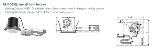 Juno Aculux INIT3 AR 08LM 27K 90CRI 25D FPC 120 Recessed Lighting 3" Non IC Remodel Housing, 800 Lumens, 2700K Color Temperature, 90 CRI, 25 Degree Beam, Phase Cut Dimming, 120V