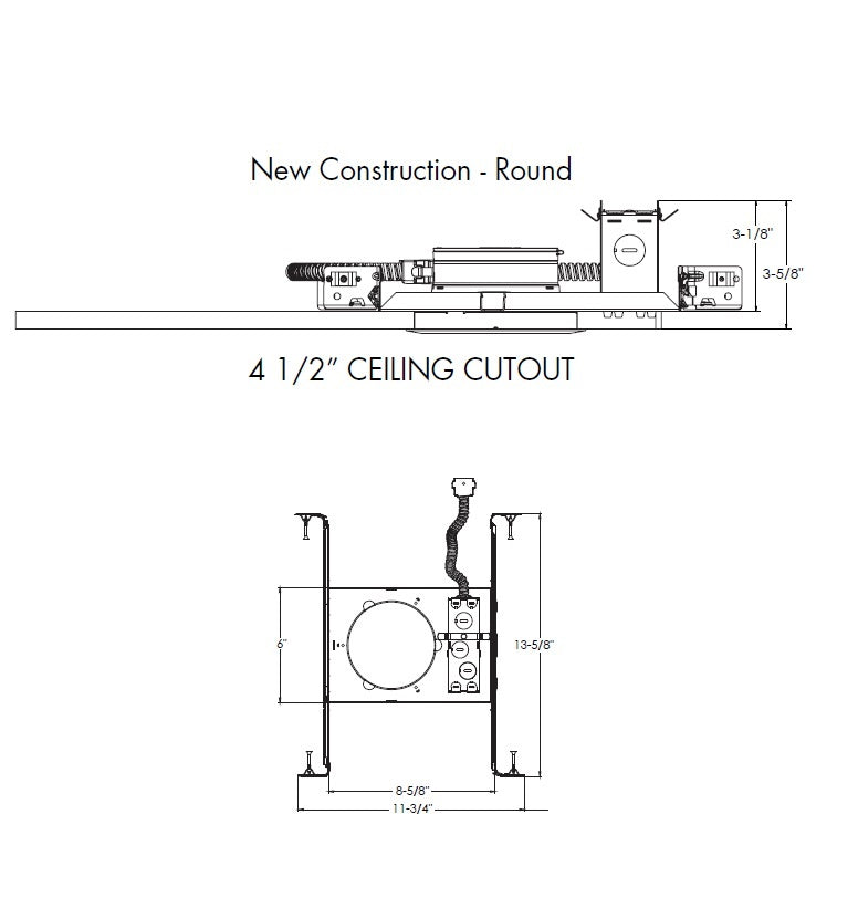Juno JPDZ4RDNCMF MVOLT ZT10 U Recessed Lighting Podz 4" Round New Construction Mounting Frame, 120-277V, 0-10V, 10% Dim