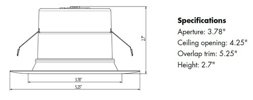 Juno RB4SC RGBW MW Recessed Lighting 4" RetroBasics Smart LED Smooth Trim Kit, Tunable White (2700K to 5000K) + RGB Color, Matte White