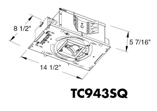 Juno Aculux TC943SQ MLV 120 Recessed Lighting 3 inch Low Voltage New Construction Standard Square Adjustable Housing with 120V Magnetic Transformer