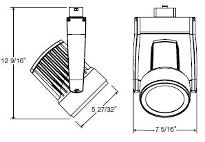 Juno HD Commercial Track Lighting TEK255LG227FSL (T255L TEK G2 27K 80CRI PDIM FL SL) 36W Trac-Master Cylindra LED, 2700K Color Temperature, Flood Beam, Silver Finish