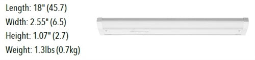 Juno Undercabinet Lighting UCES 18IN SWW5 90CRI WH 18" LED Undercabinet Fixture, 8.2 Watts, 546 lumens, 3000K/3500K/4000K, White Finish