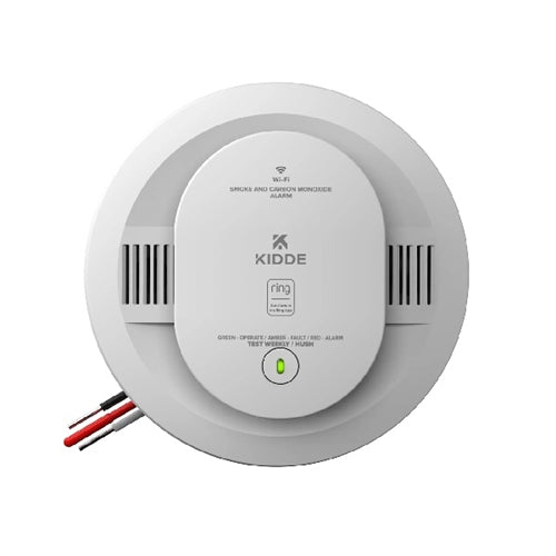 Kidde RGCUAR-RW Ring Smart Smoke + CO Alarm, Hardwired with 2 AA Backup Battery