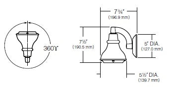Kim Lighting AN57/9L5KUV/VG 120/277 Volt Die-Cast Brass LED Landscape Wall Bell Light, 11.9W, 9 LEDs, 5100K, Verde Green