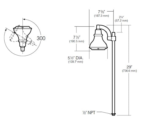 Kim Lighting BN167/3L5KUV/NB 120/277 Volt Die-Cast Brass LED Landscape Path Bell Light, 5.3W, 3 LEDs, 5000K, Natural Brass Finish