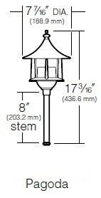 Kim Lighting BN179VG/H60VG 8-inch Stem 60W A-19 Incandescent 120 Volt Brass Traditional Landscape Light, Copper Pagoda Hood, Verde Green Patina Finish