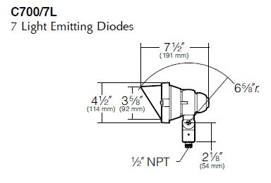 Kim Lighting C700S3/7L3KUV/VG 120-277V LED Die-Cast Brass Landscape Light, Scarab Style, Spot, 350mA, 9W, 7 LEDs, 3000K, Verde Green Patina Finish