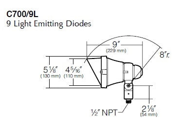 Kim Lighting C700S3/9L5KUV/NB 120-277V LED Die-Cast Brass Landscape Light, Scarab Style, Spot, 350mA, 11W, 9LEDs, 5100K, Natural Brass Finish