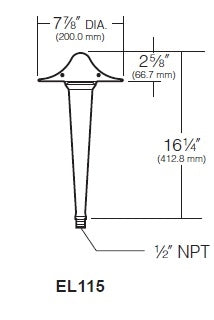 Kim Lighting EL115DB 40W A19 Incandescent 120V Spun Aluminum Mushroom Landscape Light, Dark Bronze Finish