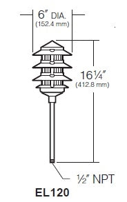 Kim Lighting EL120DB 100W A21 Incadescent 120V Die-Cast Aluminum Louevered Body Landscape Light, Dark Bronze Finish