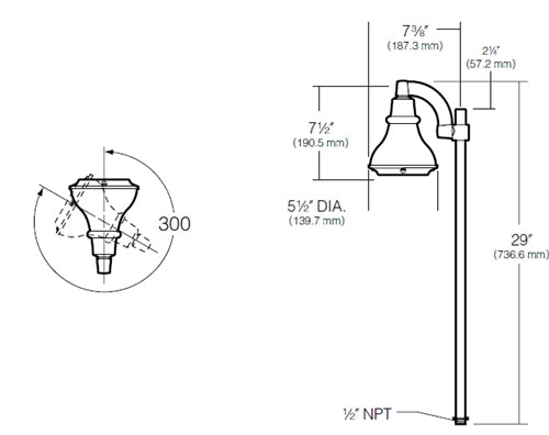 Kim Lighting EL160BL 120 Volt Die-Cast Aluminum, 50W PAR20 Halogen / 60W A-19 Incandescent Landscape Path Bell Light, Black Finish