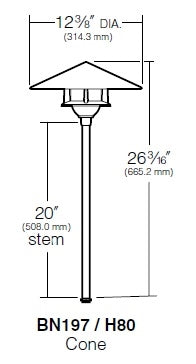 Kim Lighting EL195/3L3KUV/DB/H80DB 20-inch Stem LED 120V Die-Cast Aluminum Traditional Landscape Light, 5.2W, 3 LEDs, 3000K, Aluminum Cone Hood, Dark Bronze Finish