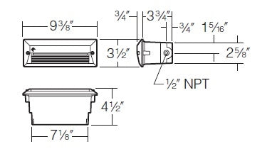 Kim Lighting EL805DB 9W Twin Tube Fluorescent 120V Die-Cast Aluminum Rectangle Landscape Step Light, Dark Bronze Finish