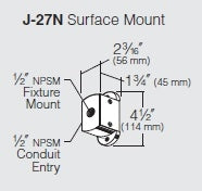 Kim Lighting J-27N/BL Surface Mount Cash Aluminum with 1/2" NPSM Fixture Mount, Black Finish