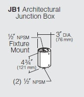 Kim Lighting JB1/BL-P Architectural Junction Box Die-Cast, Low Copper Aluminum with 1/2" NPSM Fixture Mount, Black Finish