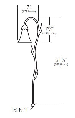 Kim KLV10 25W-50W A19 Incandescent 12V Copper Traditional Floral Landscape Light, Spun Copper Hood, Cast Bronze Husk, Verde Patina Finish