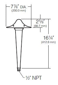 Kim Lighting KLV115GR 25W-50W A19 Incandescent 12V Spun Aluminum Mushroom Landscape Light, Verde Green Finish