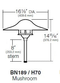 Kim Lighting KLV177DB/H70DB 8-inch Stem 50W MR16 Halogen 12V Die-Cast Aluminum Traditional Landscape Light, Aluminum Mushroom Hood, Dark Bronze Finish
