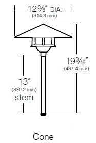 Kim Lighting KLV190/3L3K/DB/H80DB 13-inch Stem LED 12V Die-Cast Aluminum Traditional Landscape Light, 5.2W, 3 LEDs, 3000K, Aluminum Cone Hood, Dark Bronze Finish