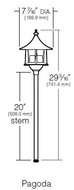 Kim Lighting KLV195/3L4K/DB/H60DB 20-inch Stem LED 12V Die-Cast Aluminum Traditional Landscape Light, 5.2W, 3 LEDs, 4200K, Aluminum Pagoda Hood, Dark Bronze Finish