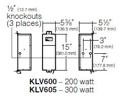 Kim Lighting KLV605 300W One Circuit 120V to 12-15V Multi-Tap Low Voltage Magnetic Above-Grade Transformer, Dimmable, Stainless Steel Enclosure