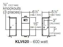 Kim Lighting KLV620 600W One Circuit 120V to 12-15V Multi-Tap Low Voltage Magnetic Above-Grade Transformer, Dimmable, Stainless Steel Enclosure