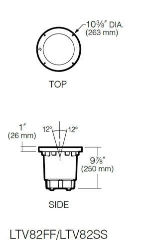 Kim Lighting LTV82FF-NF-12L-RGBW-UV-SR Landscape In-Grade Light Vault 10-7/8'" Diameter, Flat Frame, Narrow Flood Distribution, 12 LEDs, RGBW Color Temperature, 120-277V, Slip-Resistant Lens