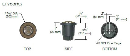 Kim Lighting LTV83RGSP12L5KUVPL Landscape In-Grade Light vault 8 Rock Guard, 7-15/16" Diamater, Spot Distribution, 12 LEDs, 5000K, 120-277V, Prismatic Lens